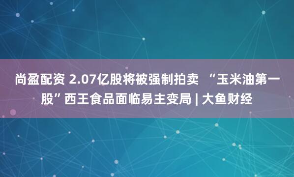 尚盈配资 2.07亿股将被强制拍卖  “玉米油第一股”西王食品面临易主变局 | 大鱼财经