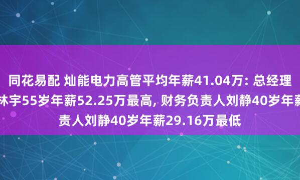 同花易配 灿能电力高管平均年薪41.04万: 总经理及非独立董事林宇55岁年薪52.25万最高, 财务负责人刘静40岁年薪29.16万最低