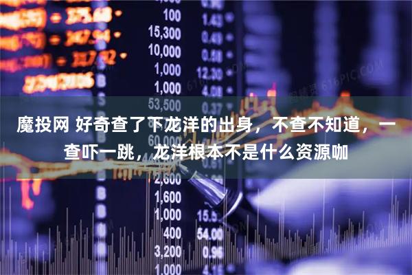 魔投网 好奇查了下龙洋的出身，不查不知道，一查吓一跳，龙洋根本不是什么资源咖