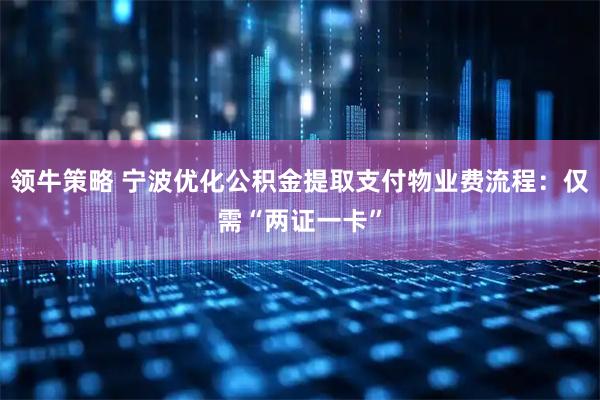 领牛策略 宁波优化公积金提取支付物业费流程:仅需“两证一卡”